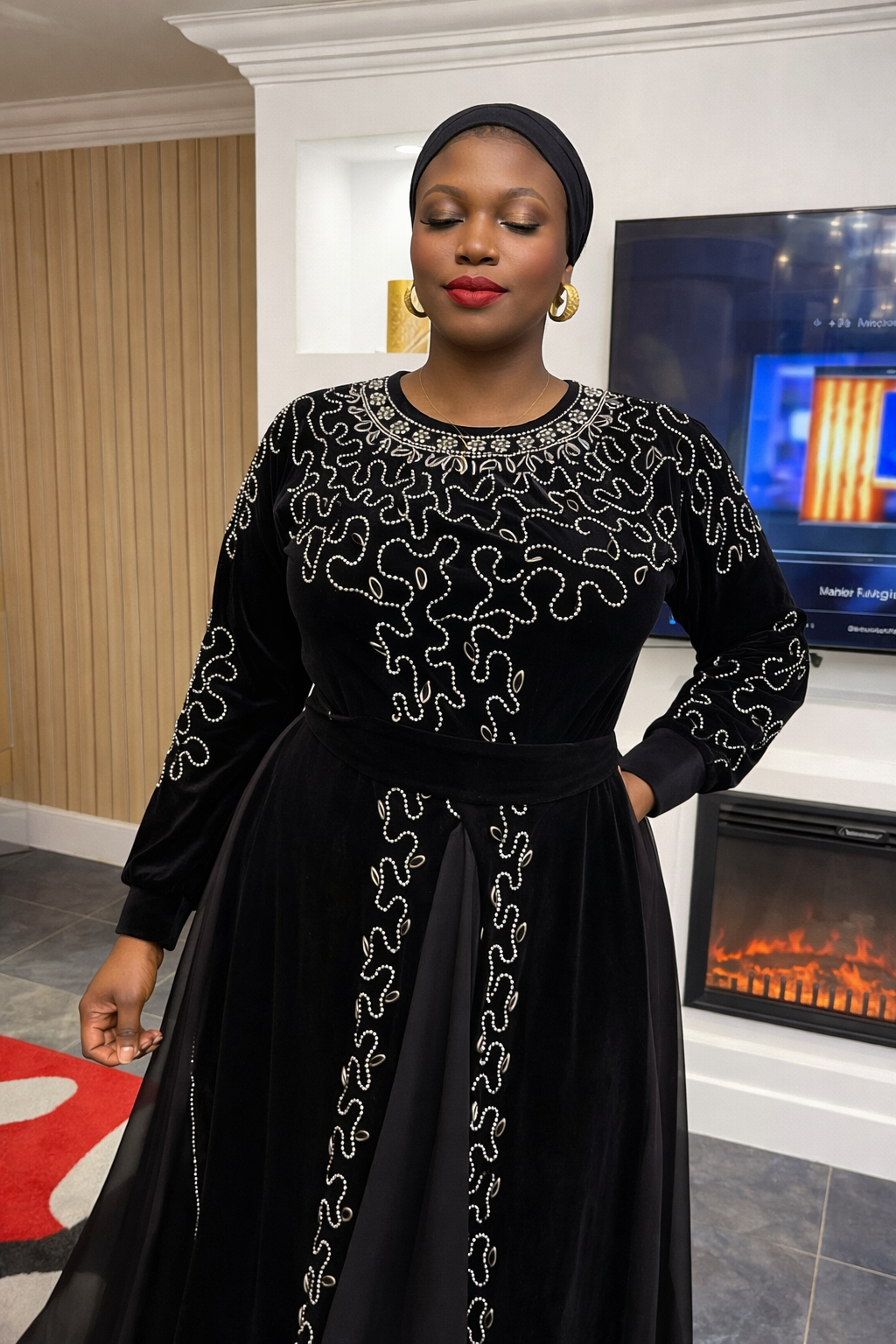 Luxe Embellished Velvet Dress