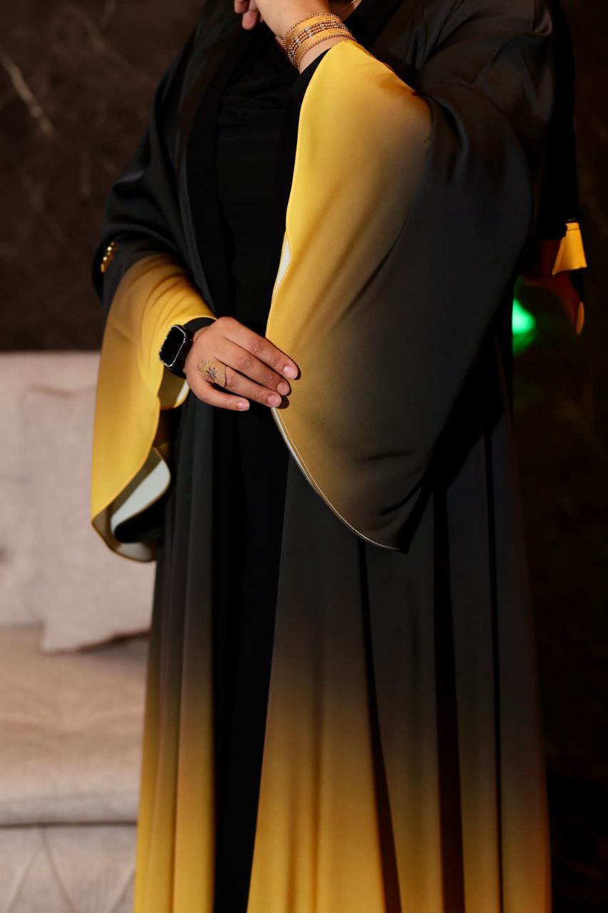 Elegant Black and Coloured Ombre Abaya - 2pieces - Arewa Collections
