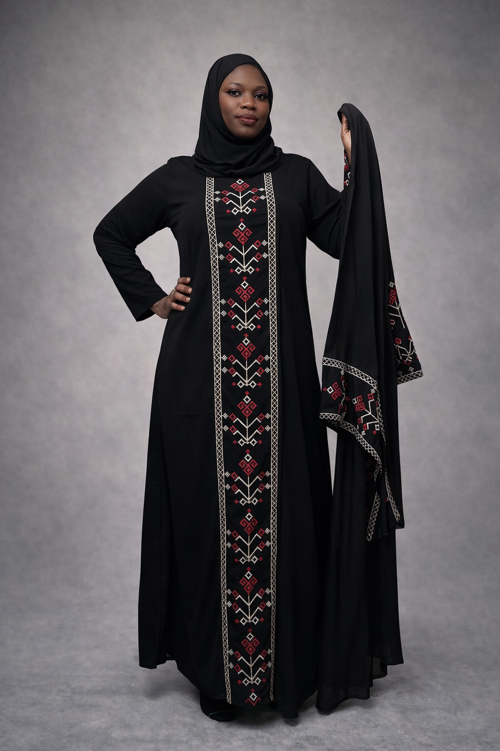 Embroidered Black Abaya Two pieces – Elegant Modest Wear