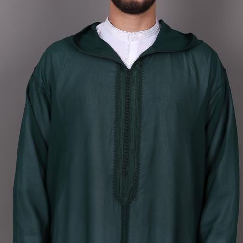 Handmade Sousdi Green Hooded See through Gandoura