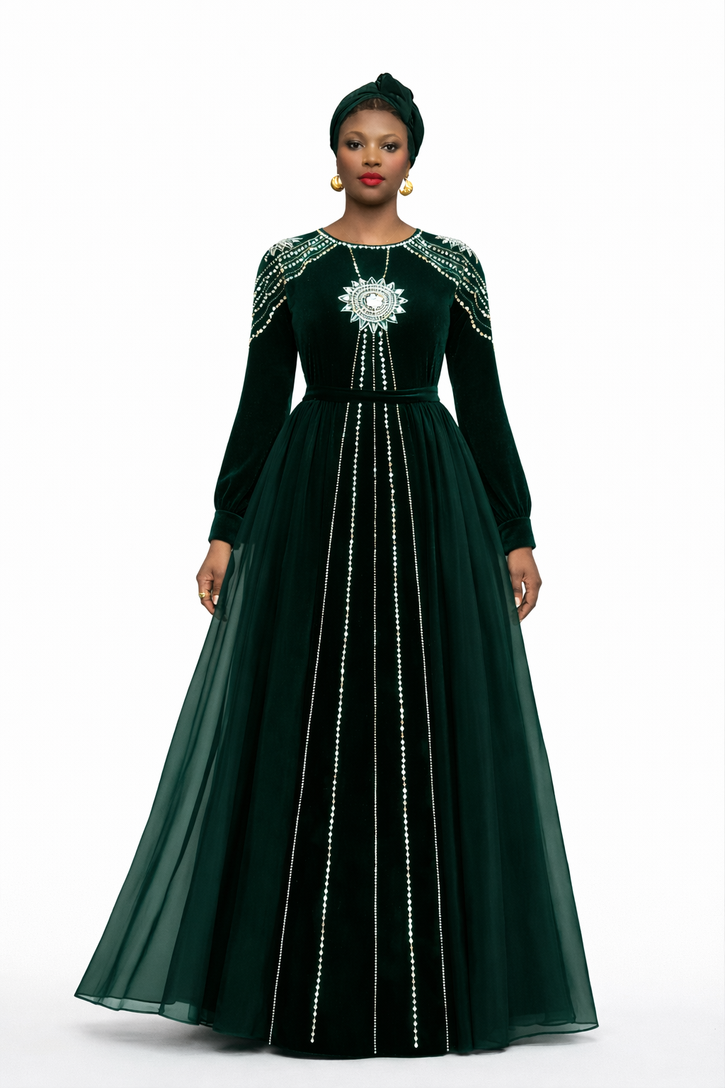 Luxe Velvet & Chiffon Maxi Gown