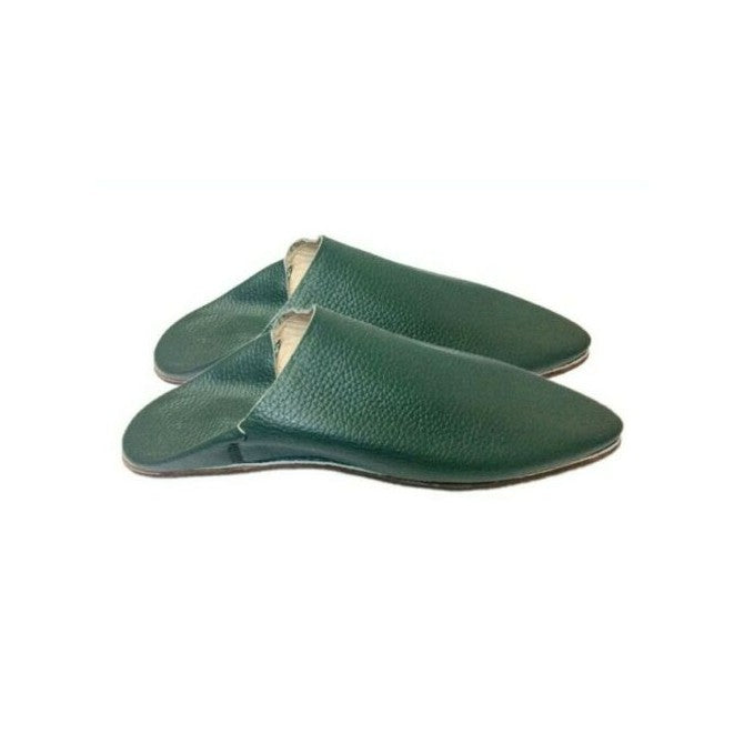 Green 100% Leather Babouche - Arewa Collections