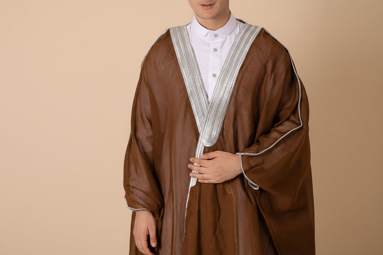 OVERCOAT SAOUDI BROWN SILVER BISHT CLOAK