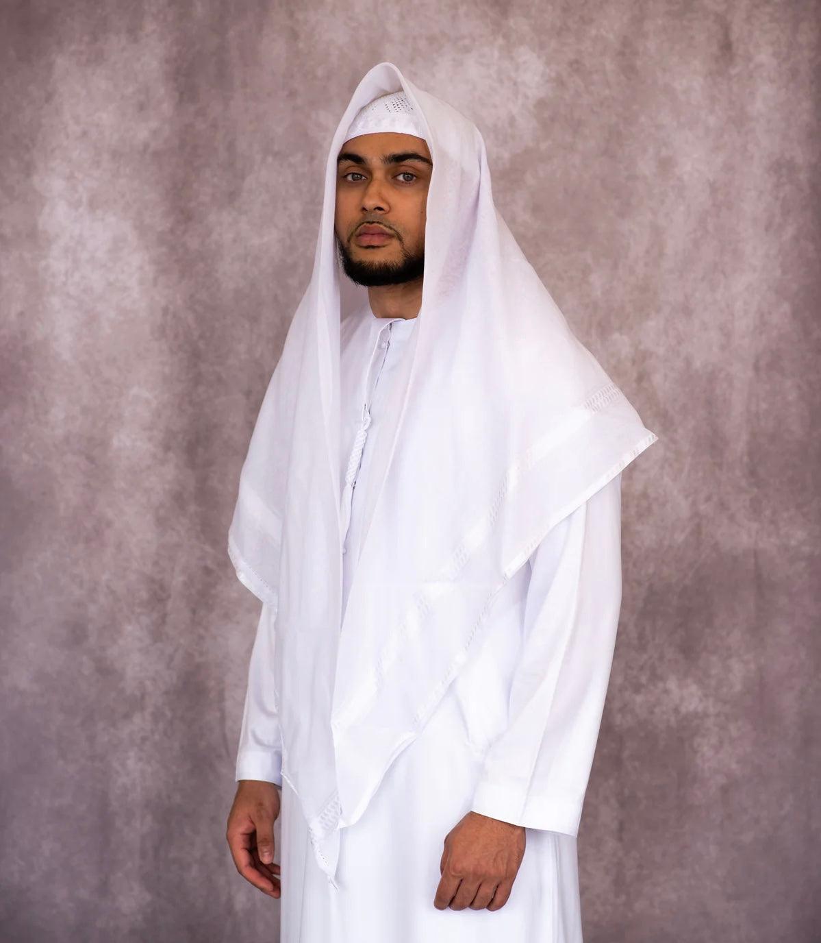 Premium White Saudi style Shemagh/Keffiyyah Arab Men’s Scarf - Arewa Collections
