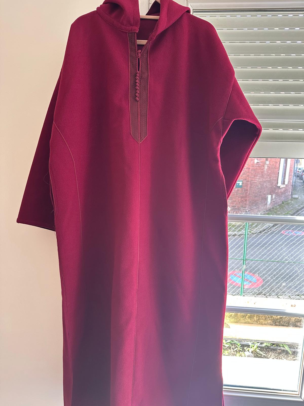 Djellaba Hooded Maroon Cachemire
