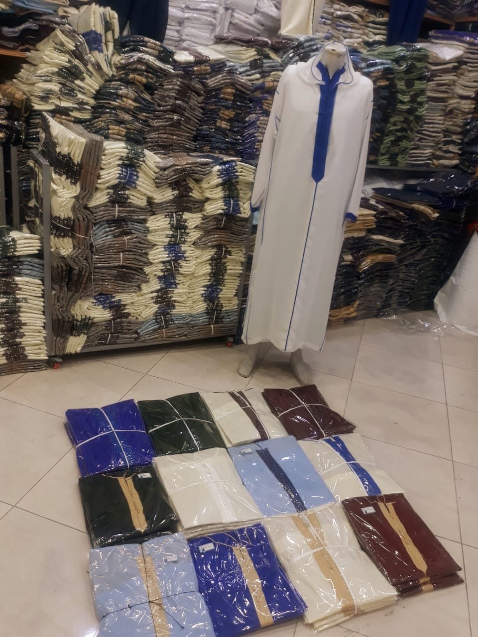 Sousdi Cream - Blue Hooded See through Gandoura - Arewa Collections