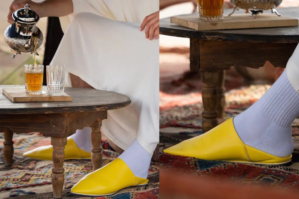 Yellow Leather Babouche - Arewa Collections