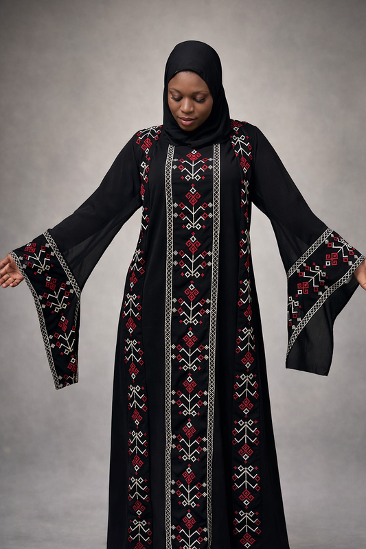 Embroidered Black Abaya Two pieces – Elegant Modest Wear