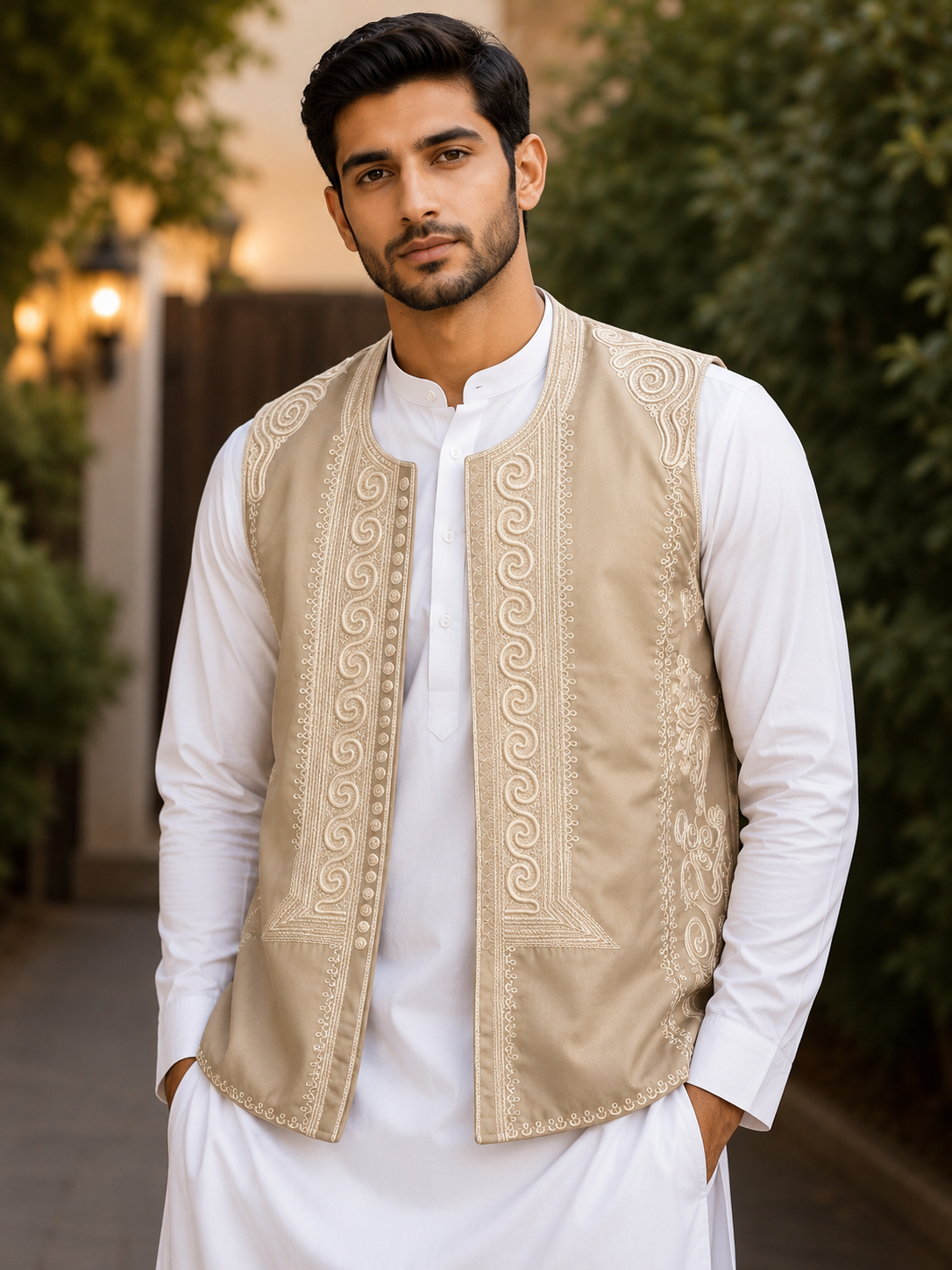 Luxury Men’s Traditional Embroidered Waistcoat| Elegant Cultural Wear