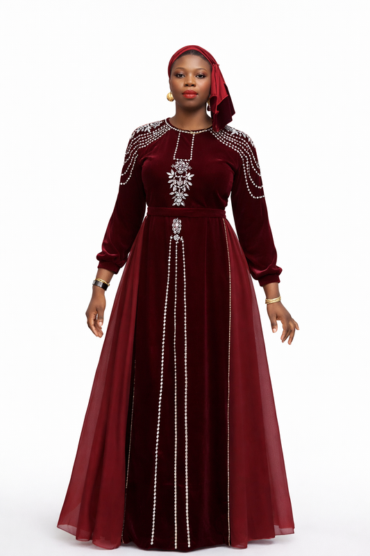 Luxe Velvet & Chiffon Maxi Gown