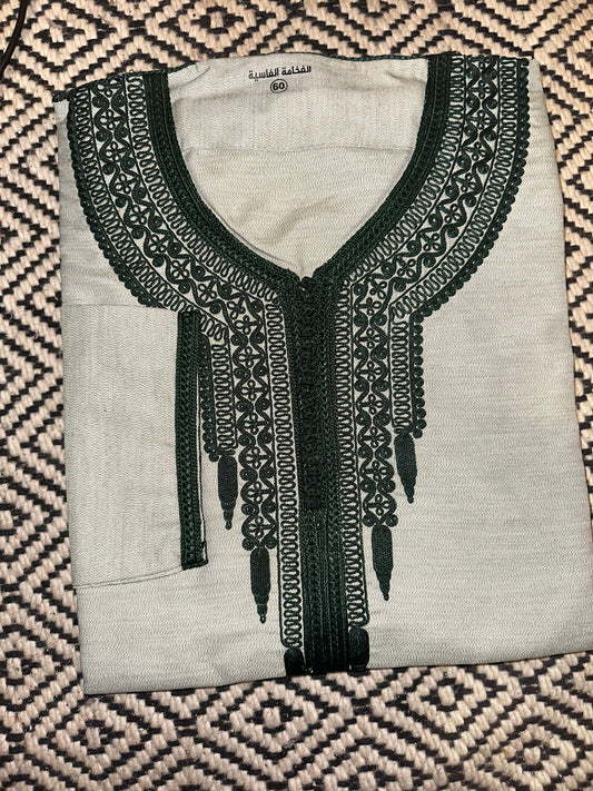 Basit Linen Blend Long Sleeve Moroccan Gandoura - Arewa Collections