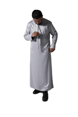 Grey Silky Emirati Thobe - Arewa Collections