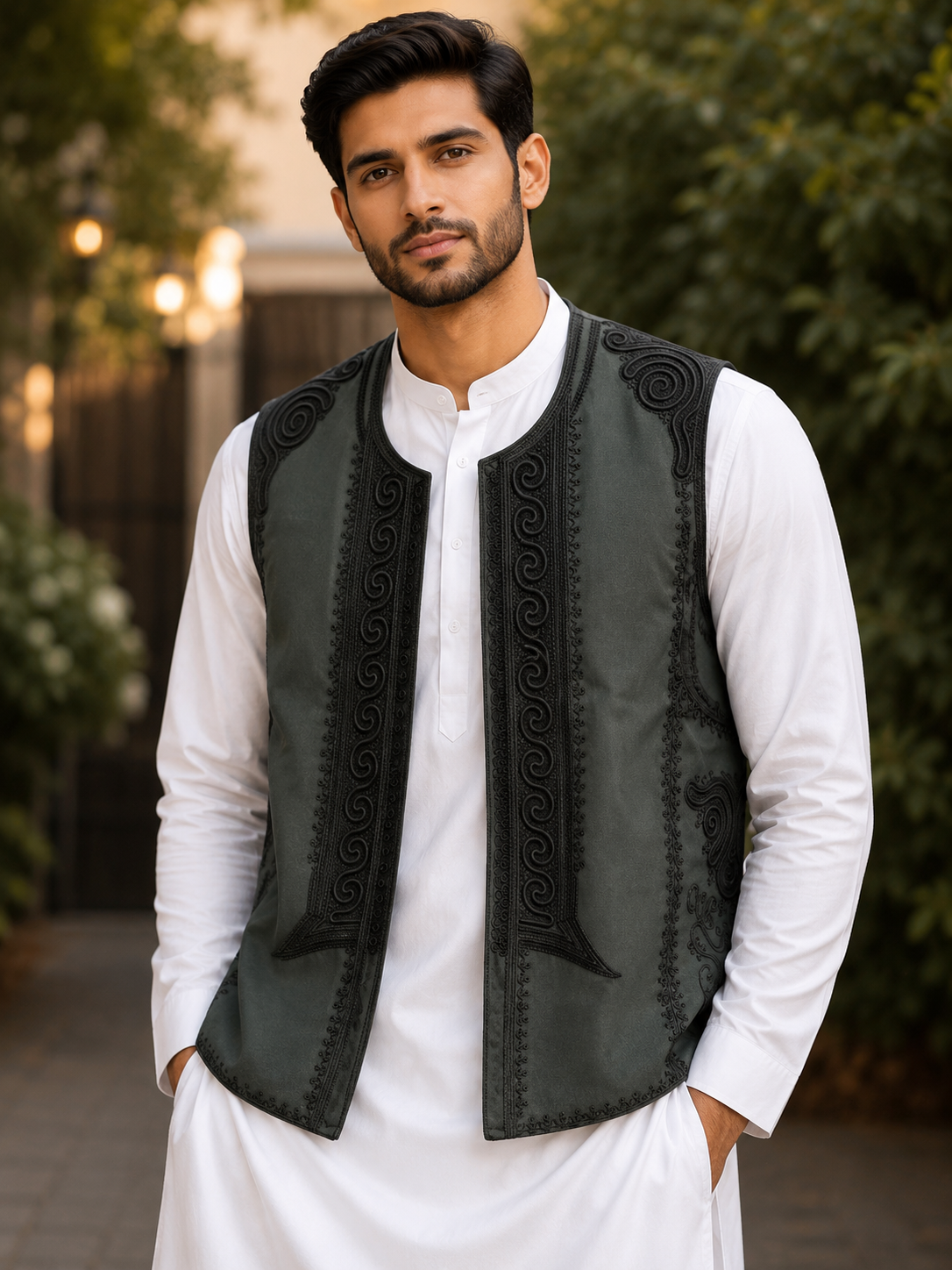 Luxury Men’s Traditional Embroidered Waistcoat| Elegant Cultural Wear