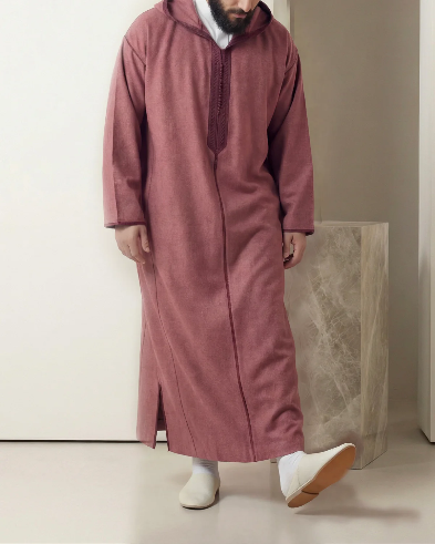 Djellaba Hooded Maroon Cachemire