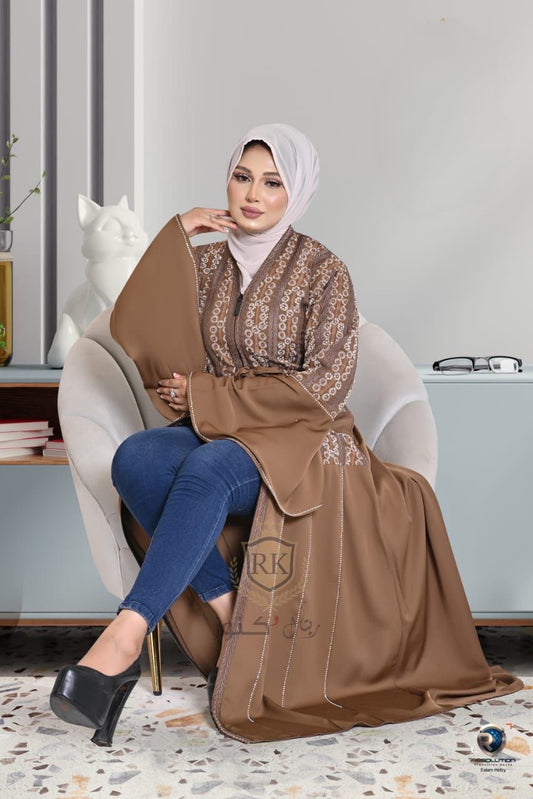 HAZIMA Flair cuff Embroidered Abaya