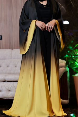 Elegant Black and Coloured Ombre Abaya - 2pieces - Arewa Collections