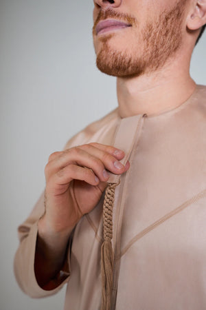 Rose Gold Silky Emirati Thobe - Arewa Collections