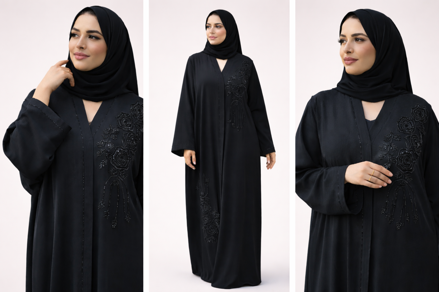 Elegant beaded Black Abaya