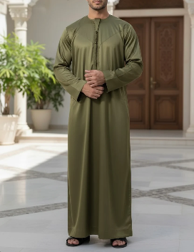 Forest Green Silky Emirati Thobe