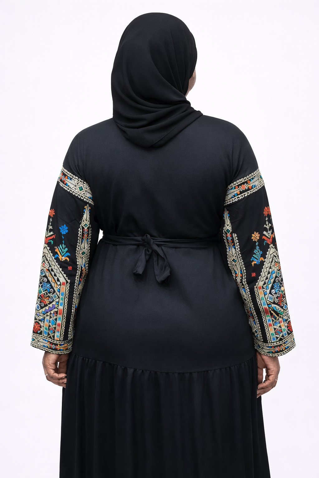 Embroidered Modest Dress Set with Hijab – Elegant Black Abaya Outfit for Women