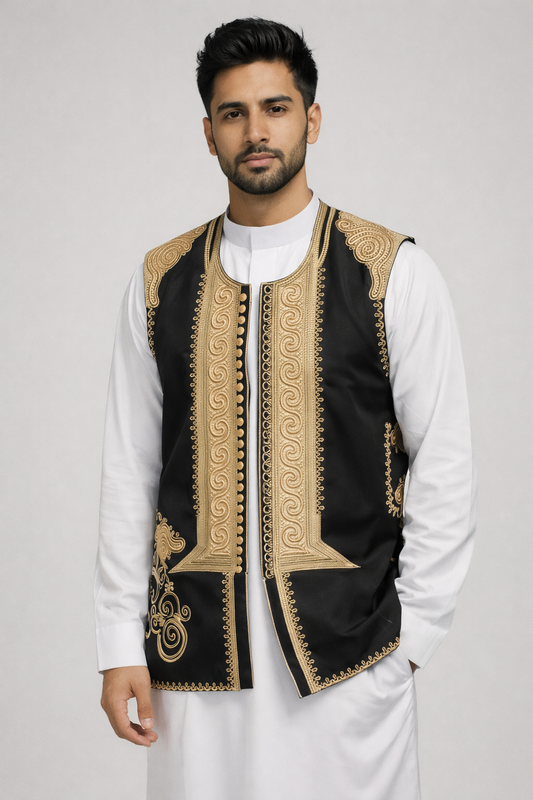 Luxury Men’s Traditional Embroidered Waistcoat| Elegant Cultural Wear