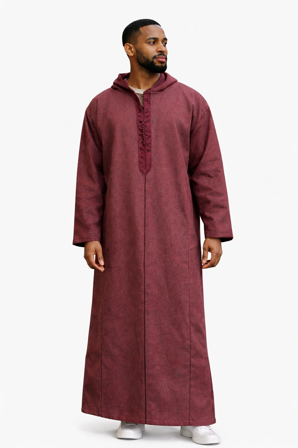 Djellaba Hooded Maroon Cachemire