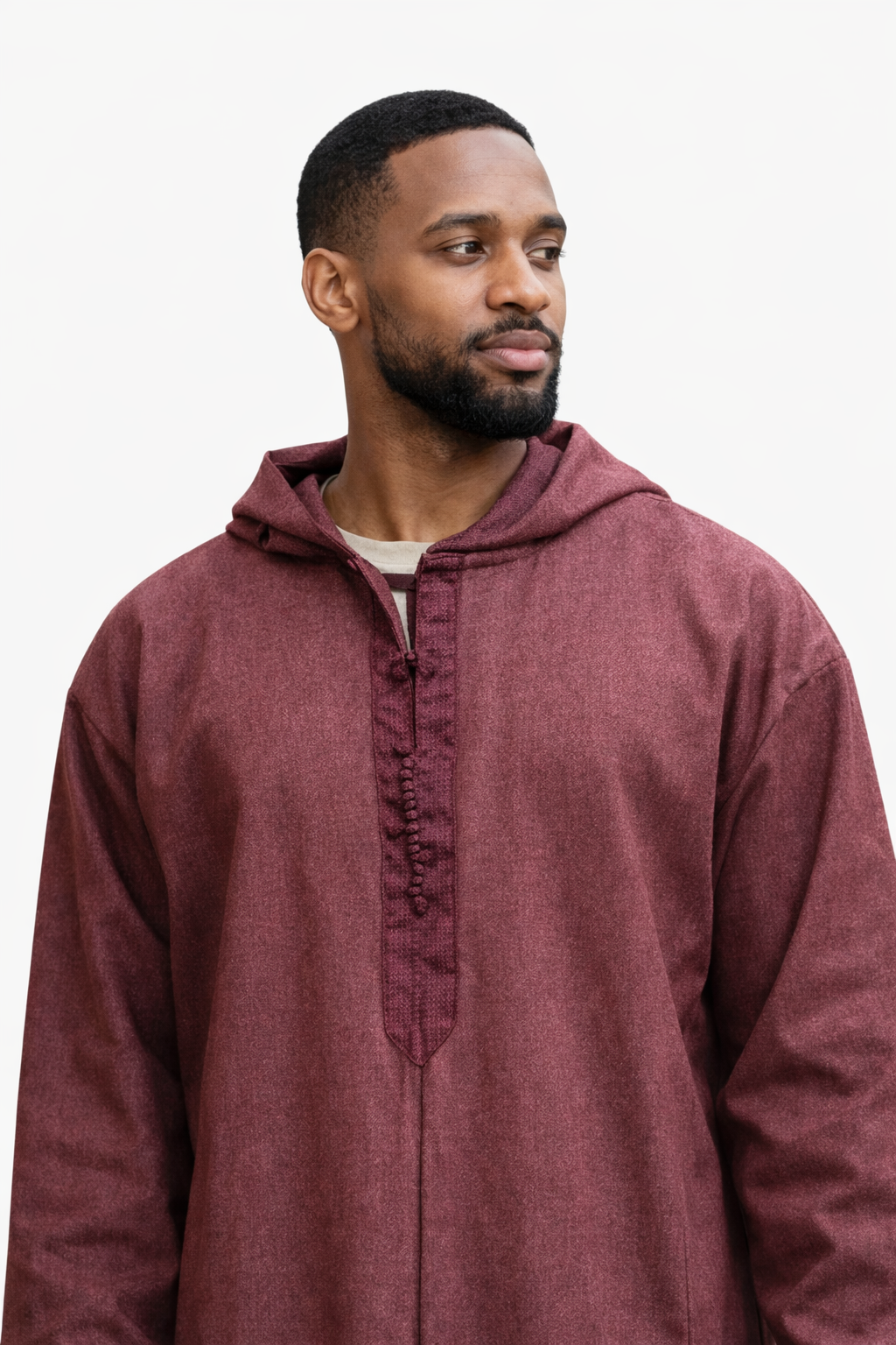 Djellaba Hooded Maroon Cachemire