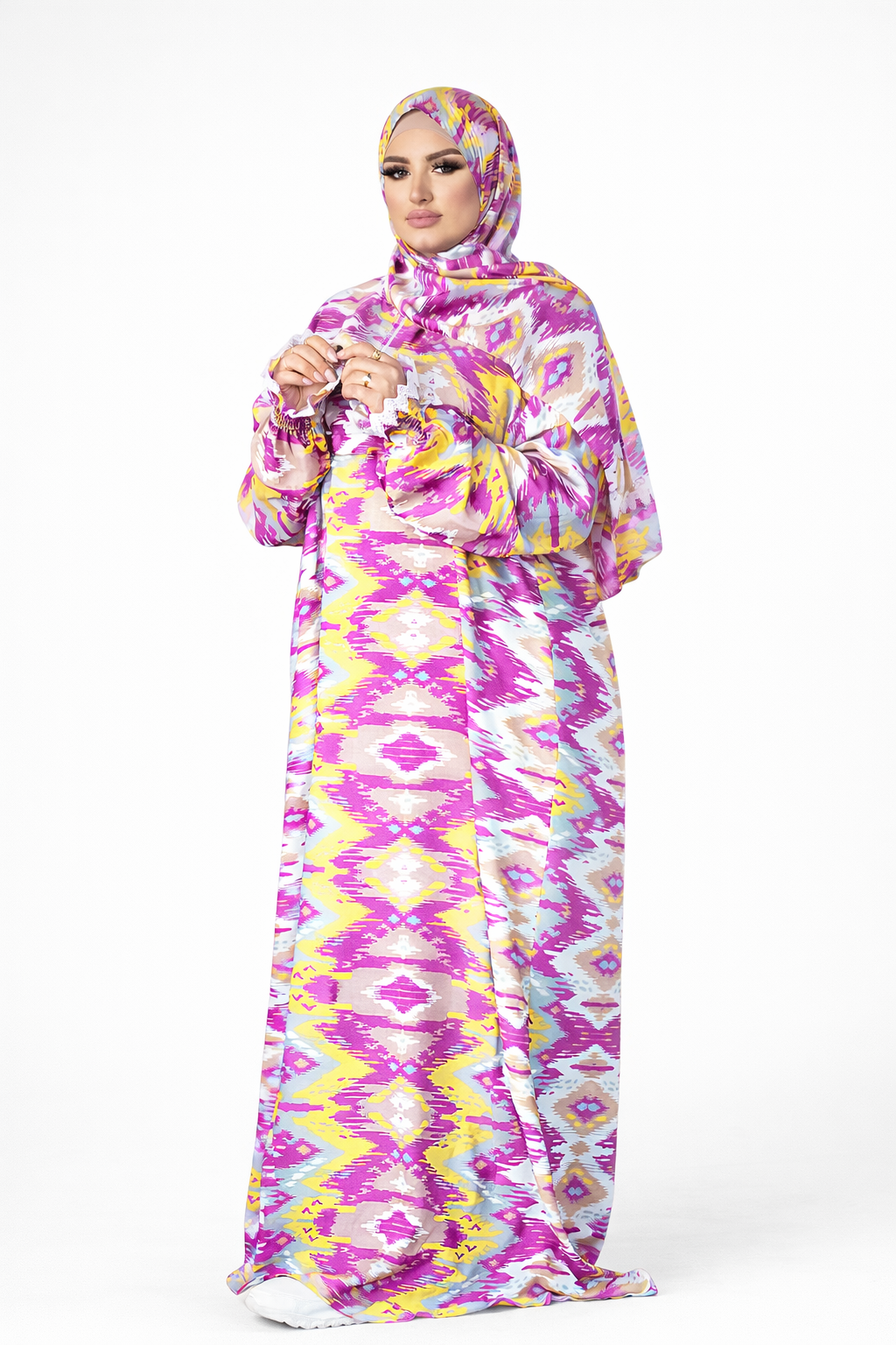 Floral attached hijab Abaya