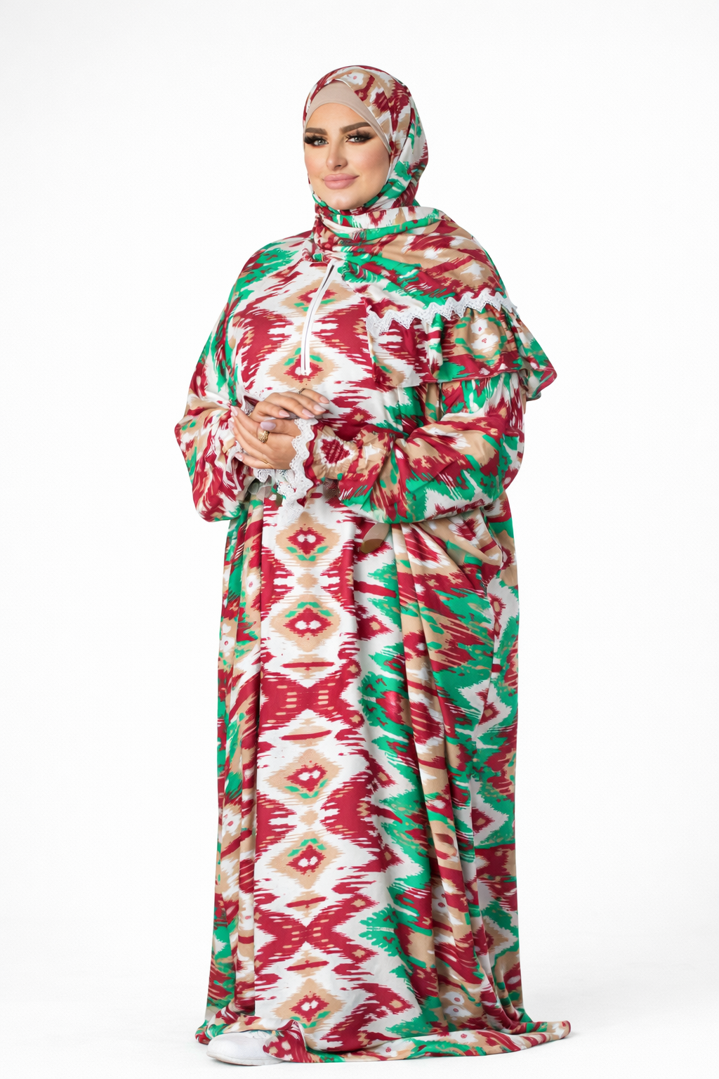 Floral attached hijab Abaya