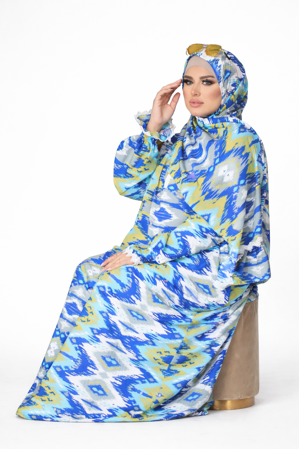 Floral attached hijab Abaya