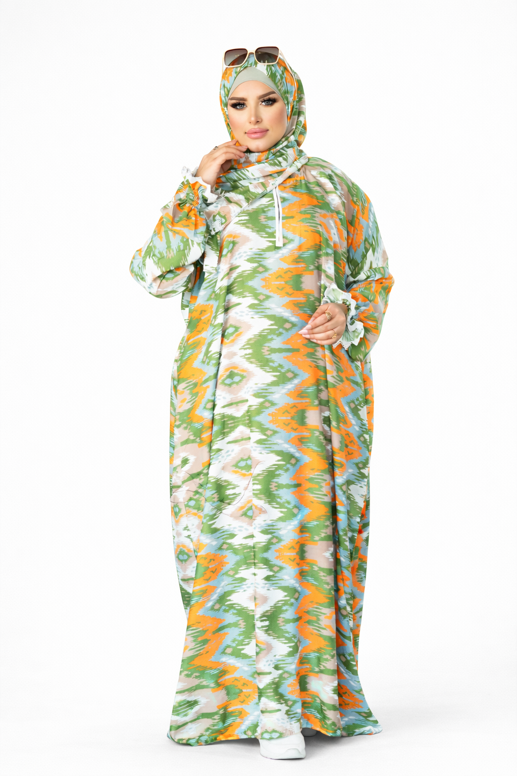 Floral attached hijab Abaya