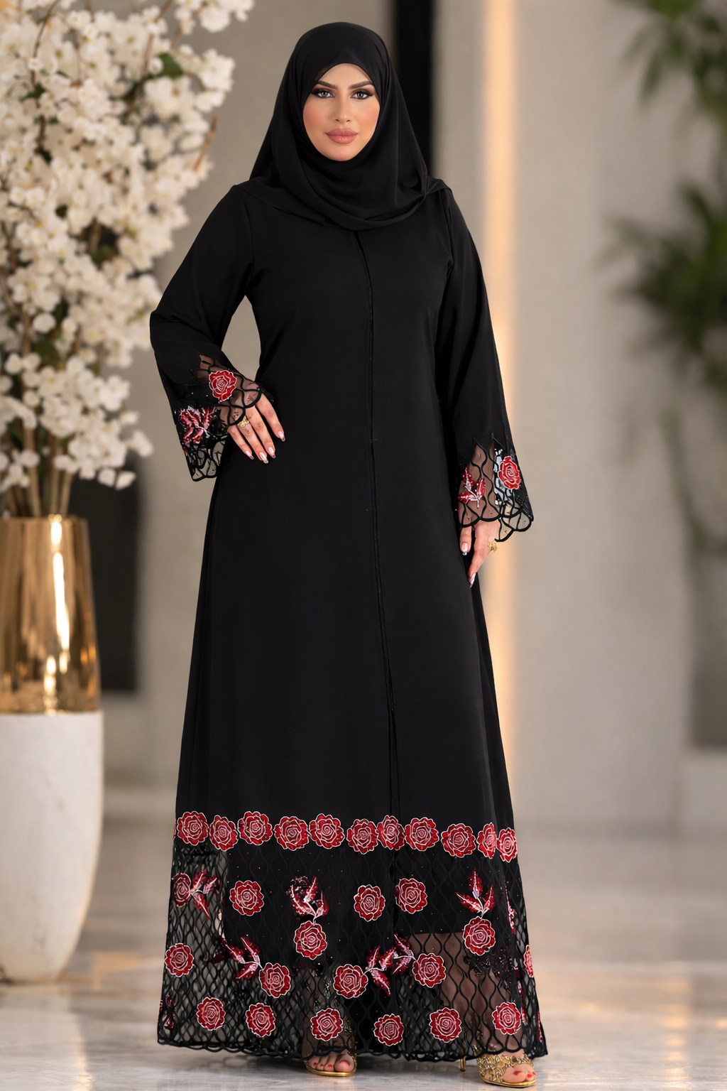 Mech Lace detailled Abaya