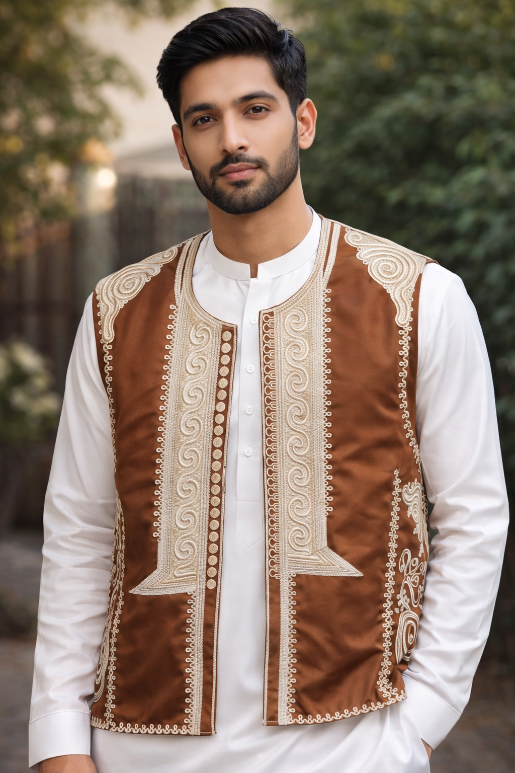 Luxury Men’s Traditional Embroidered Waistcoat| Elegant Cultural Wear
