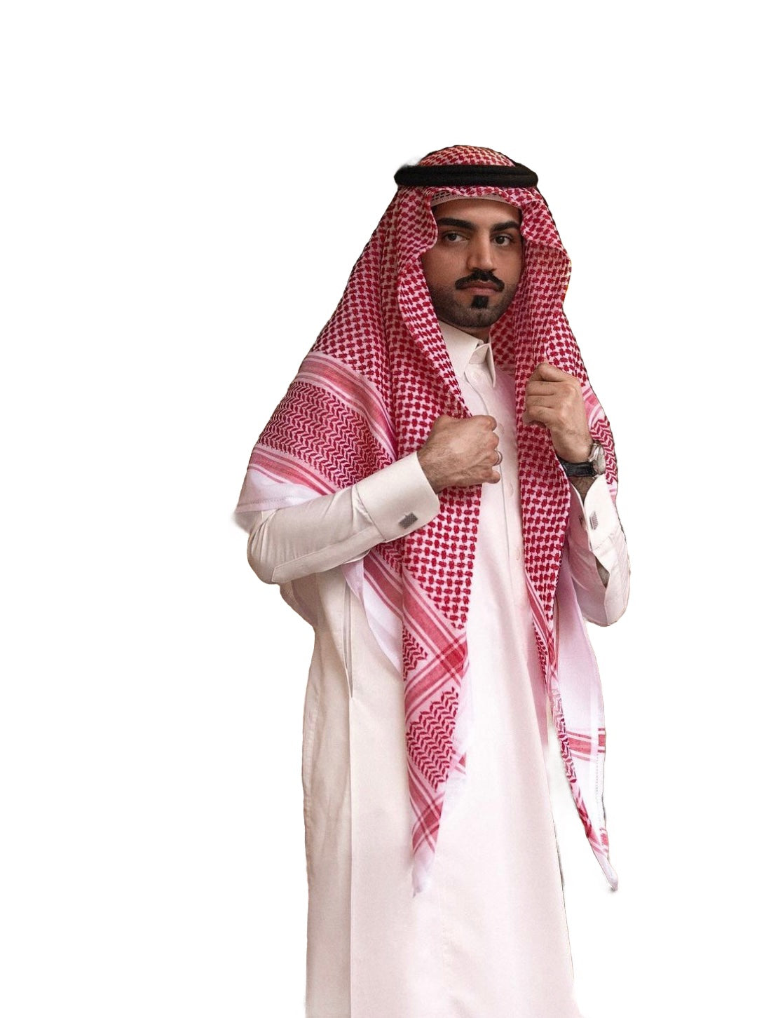 High Quality Red and White Saudi style Shemagh/Keffiyyah Arab Men’s Scarf