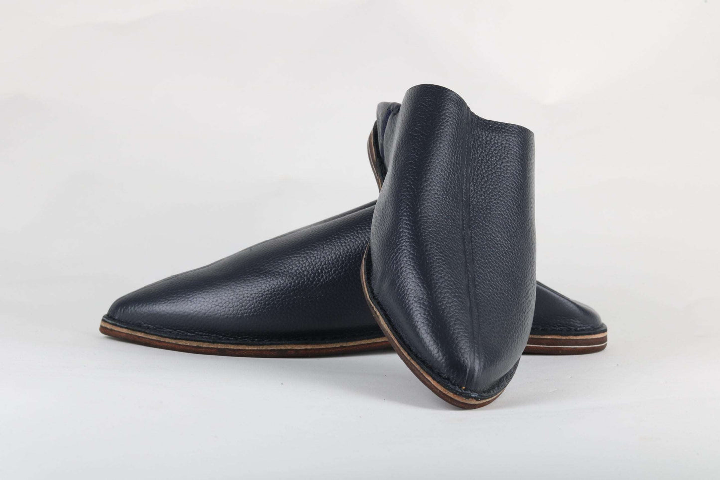 Black Leather Babouche - Arewa Collections