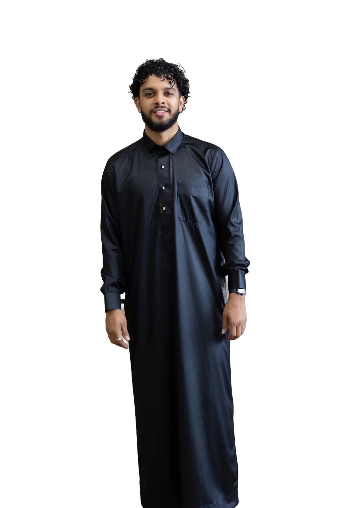 Qamis noir de style qatari – Arewa Collections