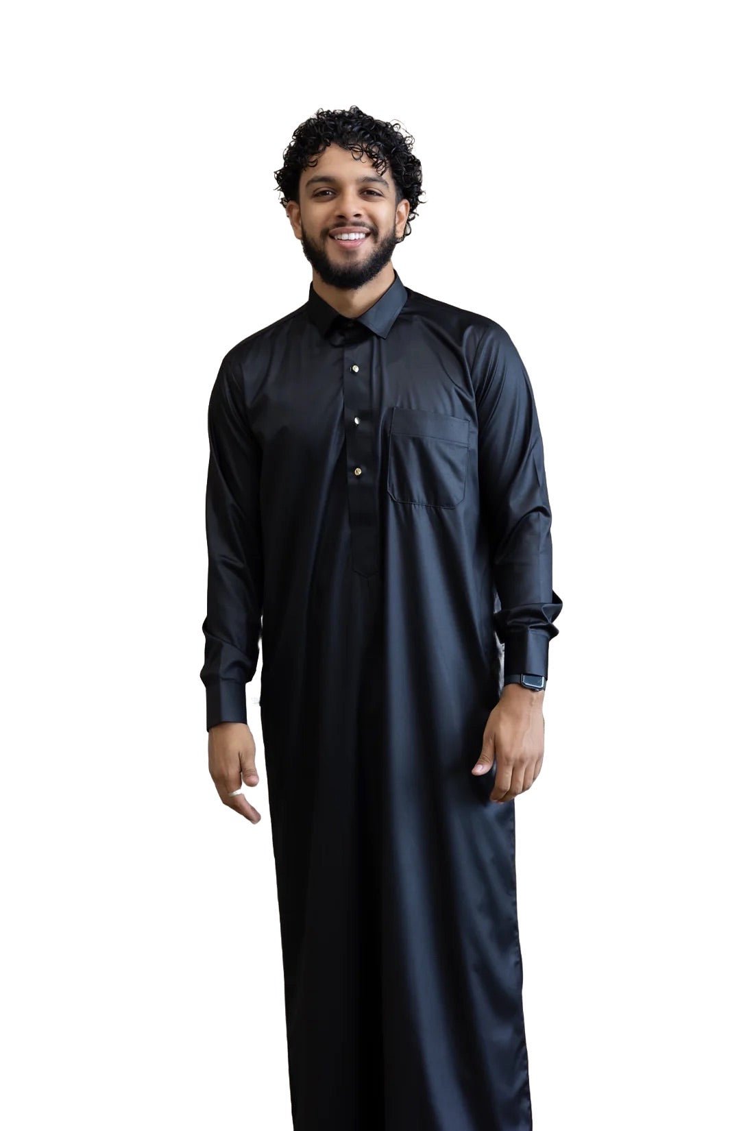 Qamis noir de style qatari – Arewa Collections