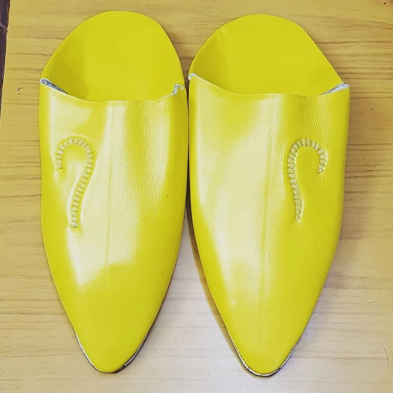 Yellow Leather Babouche - Arewa Collections