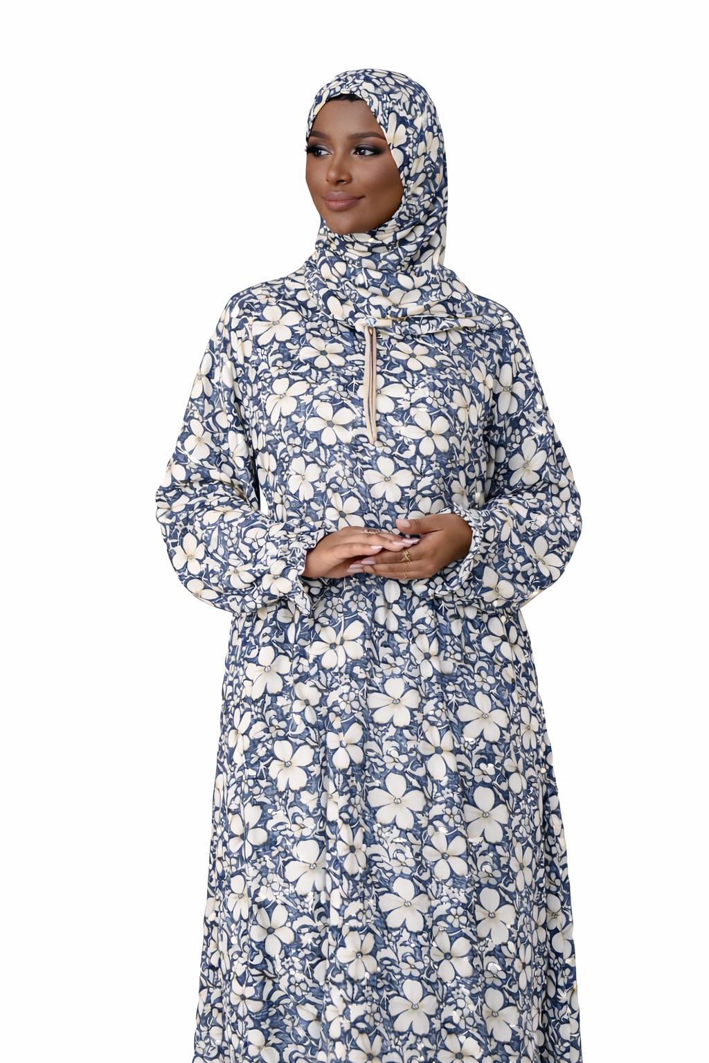 Floral attached hijab Abaya