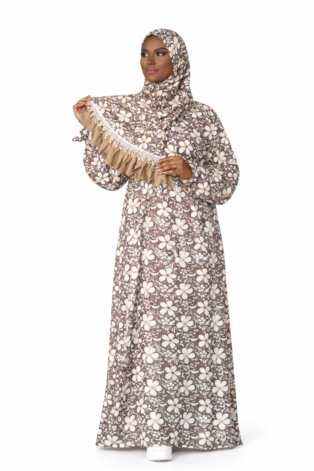 Floral attached hijab Abaya