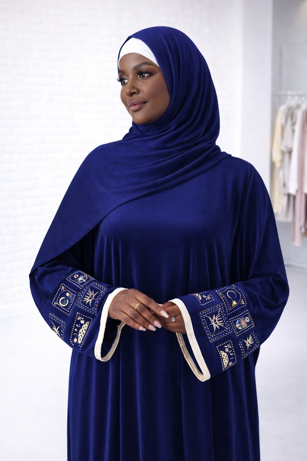 Winter Velvet Abaya with matching Hijab Unique Size