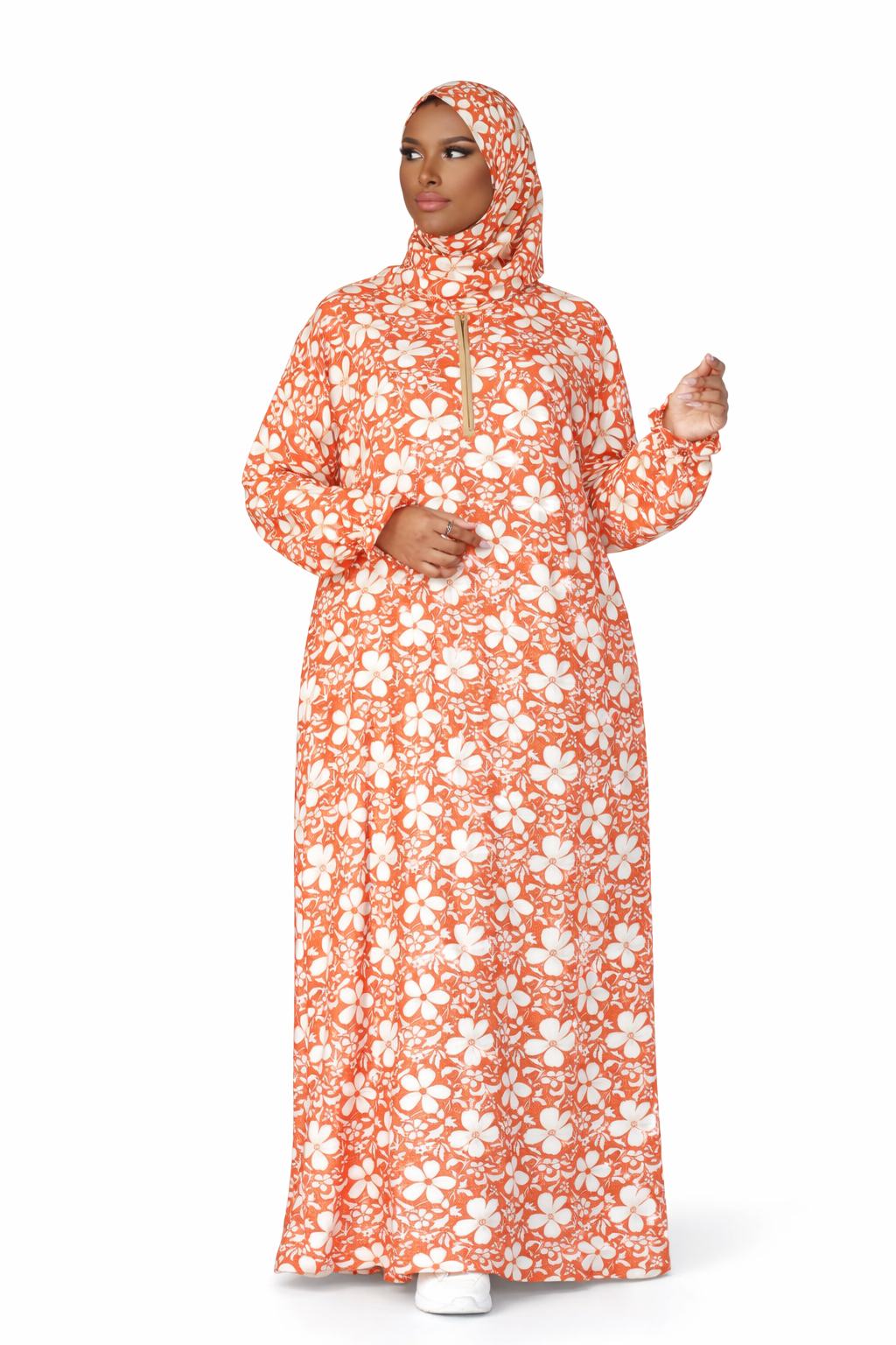 Floral attached hijab Abaya