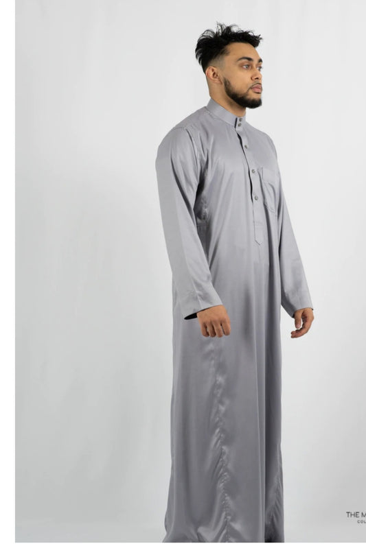Grey Saudi Collar Thobe