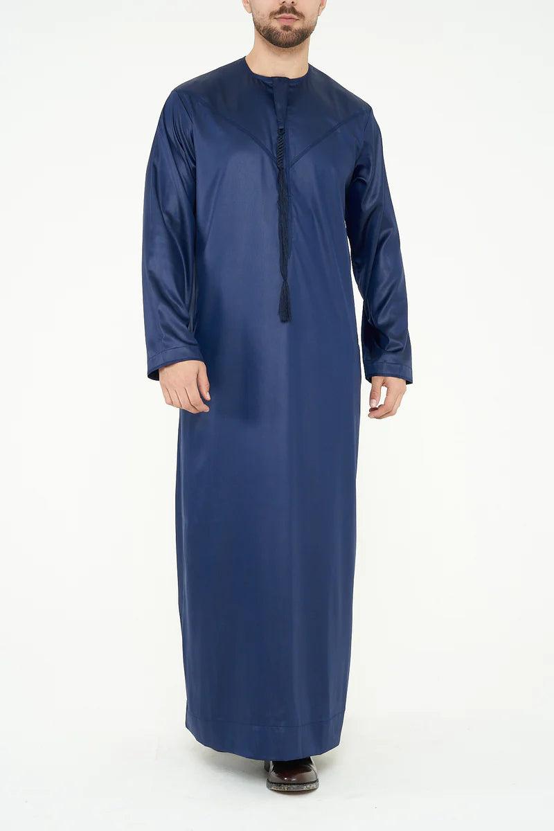 Navy Blue Silky Emirati Thobe