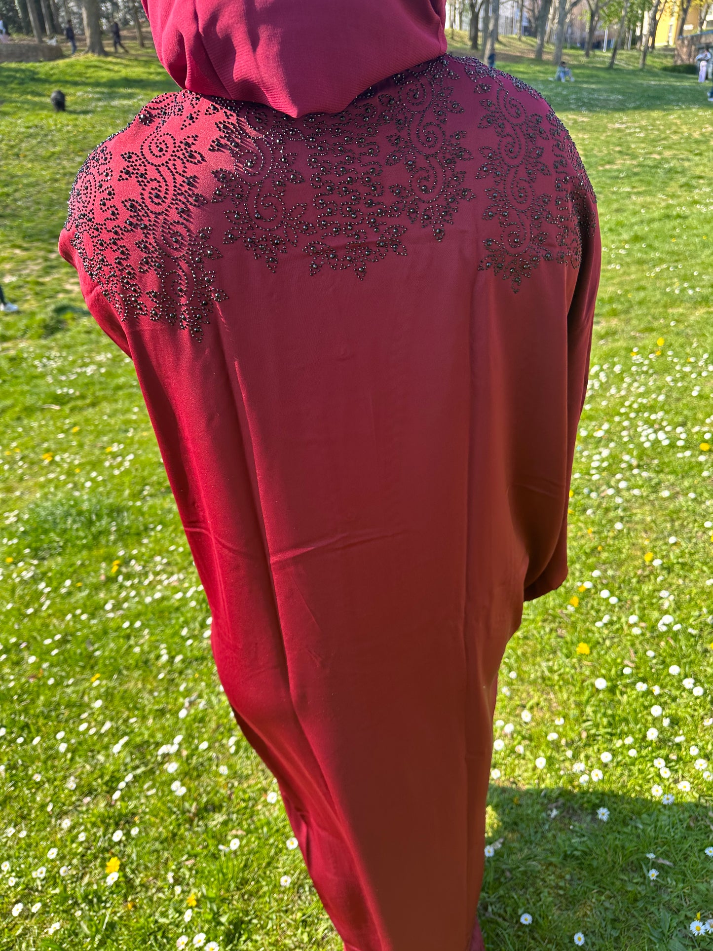 Luxury Embellished Ox Blood Abaya
